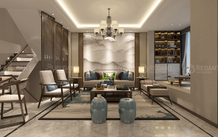 红蚂蚁装饰250平新中式别墅效果图赏析