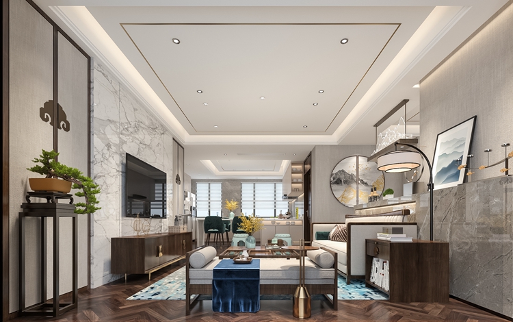 苏州装修公司红蚂蚁装饰新中式平层案例赏析