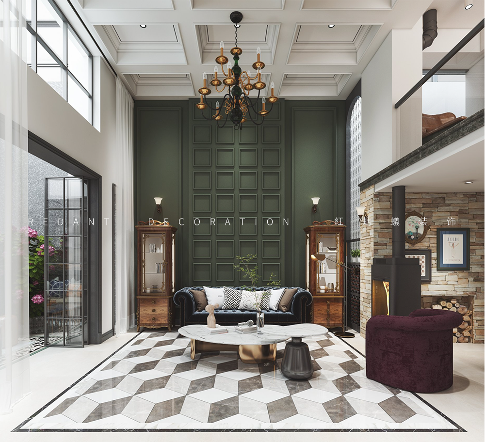 九里香堤丨400平美式混搭风格设计